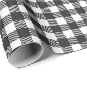 Papier Cadeau Noir et blanc de la sériole Plaid (Coin rond)