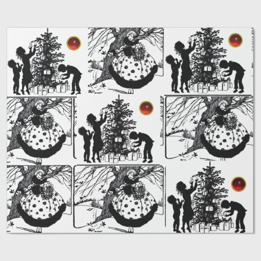 Papier Cadeau NOIR ET BLANC, JEUX de pierres précieuses (Plat)