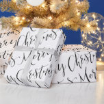 Papier Cadeau Noir Et Blanc Joyeux Noël Calligraphie<br><div class="desc">Papier cadeau de Noël avec calligraphie moderne joyeux script de Noël en noir et blanc.</div>