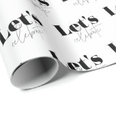 Papier cadeau noir et blanc Let's Celebrate (Coin rond)