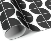 Papier Cadeau Noir et blanc Mid-Century Motif Abstrait moderne (Coin rond)