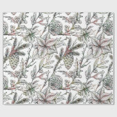 Papier Cadeau Noir et blanc Noël Holly Motif (Plat)