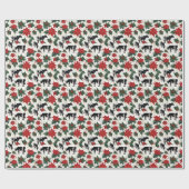 Papier Cadeau Noir et blanc Noël Holstein Vaches laitières Flora (Plat)