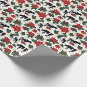 Papier Cadeau Noir et blanc Noël Holstein Vaches laitières Flora (Coin)