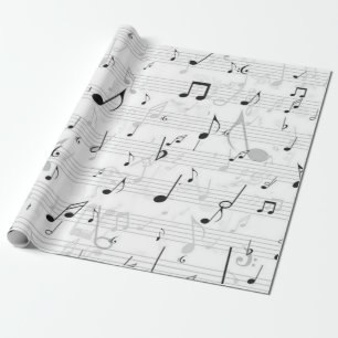 Papier Cadeau Noir et blanc note musicienne Motif