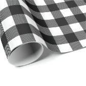 Papier Cadeau Noir et blanc rustique Buffalo plaqué Noël (Coin rond)