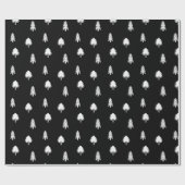 Papier Cadeau Noir Et Blanc Simple Arbre De Noël Motif (Plat)