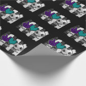 Papier Cadeau Noir et blanc Striped Peace Love Soccer (Coin)