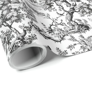 Papier Cadeau Noir et Blanc Vintage