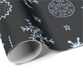 Papier Cadeau Noir et Bleu clair Flèche de neige moderne Noël (Coin rond)