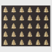 Papier Cadeau Noir et Faux Gold Foil Motif d'arbre de Noël (Plat)