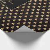 Papier Cadeau Noir et Faux Or Arbre de Noël Motif Élégant (Coin)
