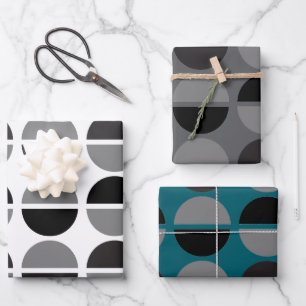 Papier cadeau noir et gris à motifs rétro