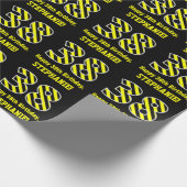 Papier Cadeau Noir et Jaune rayé "38"; 38e anniversaire + nom (Coin)