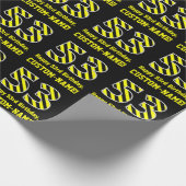 Papier Cadeau Noir et jaune rayé "53"; 53e anniversaire + nom (Coin)