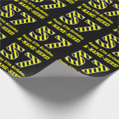 Papier Cadeau Noir et jaune rayé "57"; 57e anniversaire + nom (Coin)