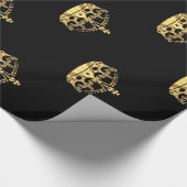 Papier Cadeau Noir et motif de couronne d'or (Coin)
