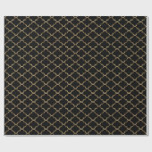 Papier Cadeau Noir et motif sans couture de Quatrefoil d'or (Plat)