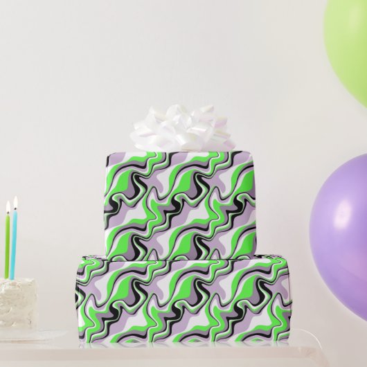 Papier Cadeau Noir et néon vert fluide Abstrait (Cadeaux de fête)