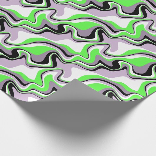 Papier Cadeau Noir et néon vert fluide Abstrait (Coin)