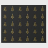 Papier Cadeau Noir et or brillant Noël Design Treet (Plat)
