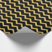 Papier Cadeau Noir et or Chevron (Coin)