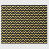 Papier Cadeau Noir et or Chevron (Plat)