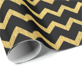 Papier Cadeau Noir et or Chevron (Coin rond)