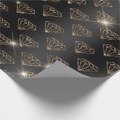 Papier Cadeau Noir et Or Diamant Élégant Mariage Fiançailles (Coin)