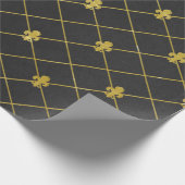 Papier Cadeau Noir et or. Fleur De Lis. (Coin)