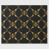 Papier Cadeau Noir et or géométrique (Plat)