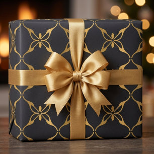 Papier Cadeau Noir et or géométrique