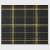 Papier Cadeau Noir et or Plaid-03 (Plat)