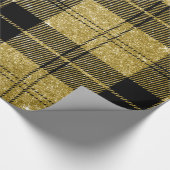 Papier Cadeau Noir et or Plaid-04 (Coin)