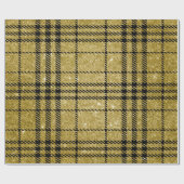 Papier Cadeau Noir et or Plaid-13 (Plat)