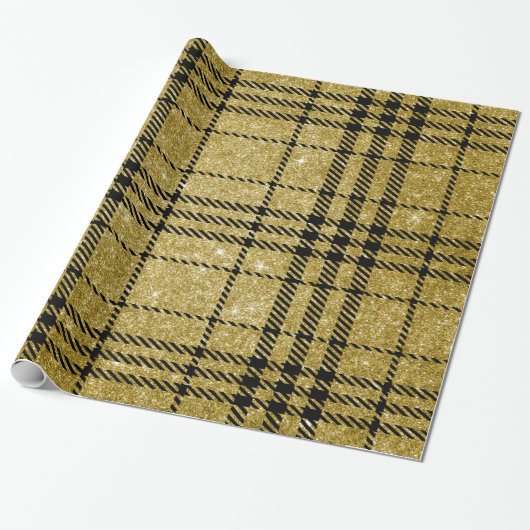 Papier Cadeau Noir et or Plaid-13 (Déroulé)