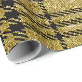 Papier Cadeau Noir et or Plaid-13 (Coin rond)