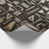Papier Cadeau Noir et outils d'atelier d'or (Coin)