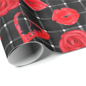 Papier Cadeau Noir et rouge (Coin rond)