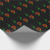 Papier Cadeau Noir et Rouge Mignon Fleurs et botaniques (Coin)