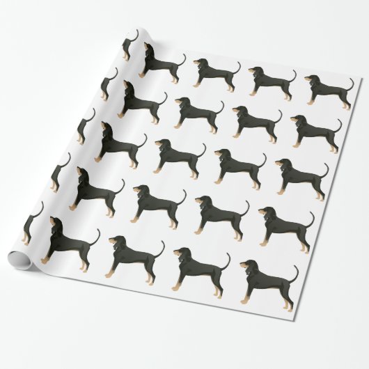 Papier Cadeau Noir et Tan Coonhound Basic race personnalisable (Déroulé)