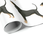 Papier Cadeau Noir et Tan Coonhound Basic race personnalisable (Coin rond)