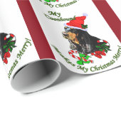 Papier Cadeau Noir et Tan Coonhound Noël (Coin rond)