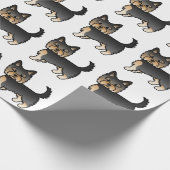 Papier Cadeau Noir Et Tan Yorkshire Terrier Cute Chien Motif (Coin)