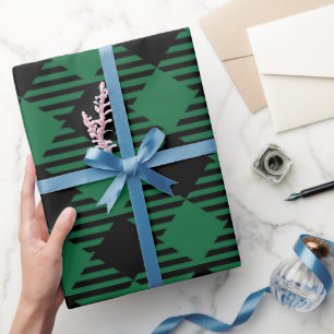 Papier Cadeau Noir et vert Buffalo Plaid Noël
