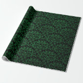 Papier Cadeau Noir et vert Rustique Damask Imprimer (Déroulé)