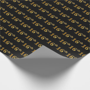 Papier Cadeau Noir, événement d'or de Faux 16ème (seizième)