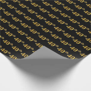 Papier Cadeau Noir, événement d'or quarantième de Faux