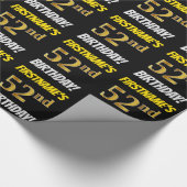 Papier Cadeau Noir, Faux/Imitation Or, "52e anniversaire" (Coin)