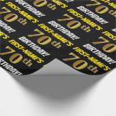 Papier Cadeau Noir, Faux/Imitation Or, "70e ANNIVERSAIRE" (Coin)